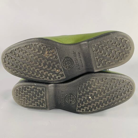 A.TESTONI Size 8 Green Black Contrast Stitch Leather Slip On Loafers main image 6